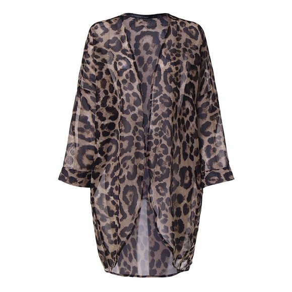 LAST ONE • Leopard Animal Print Beach Cover Kimono - Picture 4 of 7